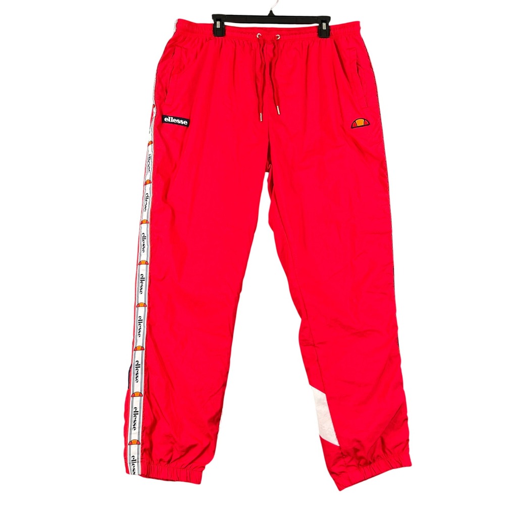 Ellesse Track Pants Men XXL Red Side Stripe Colorblock Sportswear Joggers